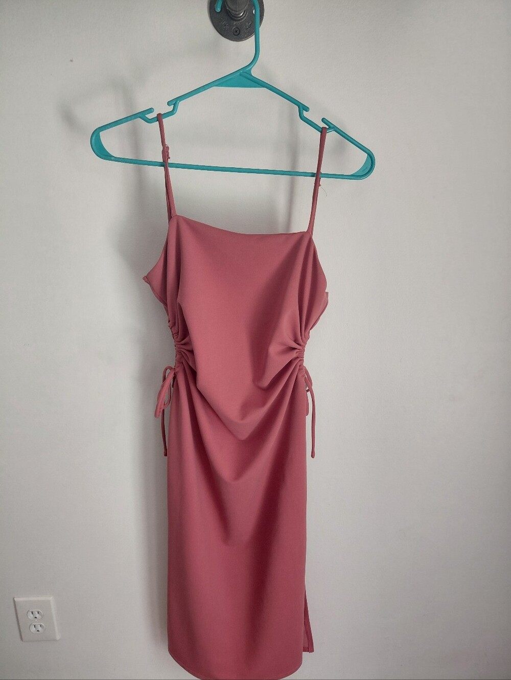 Altar'd State Spaghetti Strap Side-Ruching Slip Dress - Dusty Rose